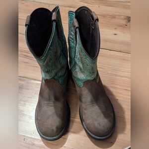 Ariat Womens Work Boot Cowgirl Style 9B Waterproof Composite Safety Toe Grn/Brow